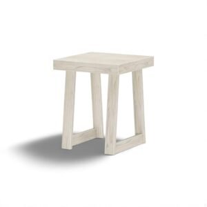 Classic White Wood Nightstand with Open Shelf – 20" Square Design