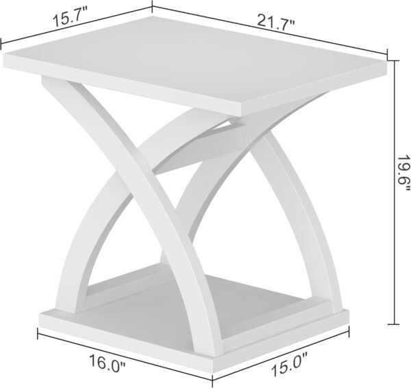 Modern Wood End Table with Storage Shelf – X-Design Side Table
