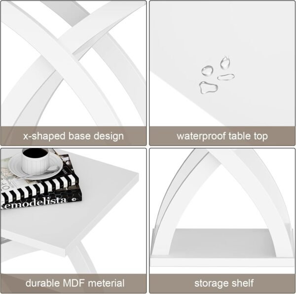 Modern Wood End Table with Storage Shelf – X-Design Side Table