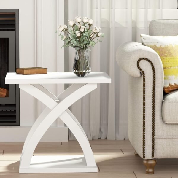 Modern Wood End Table with Storage Shelf – X-Design Side Table