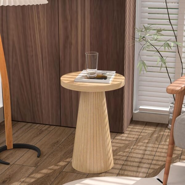 Round Farmhouse Coffee Table with Pedestal Base – Rustic Wood Design