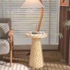 Round Farmhouse Coffee Table with Pedestal Base – Rustic Wood Design