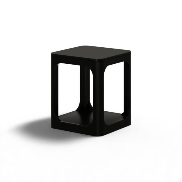 Modern Black End Table with Rounded Corners – 20" Wood Accent Table